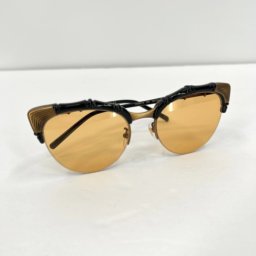 GUCCI Sunglasses Bamboo Detail Yellow Cat Eye GG0661S 002 56 20-140 NEW - Picture 5 of 12
